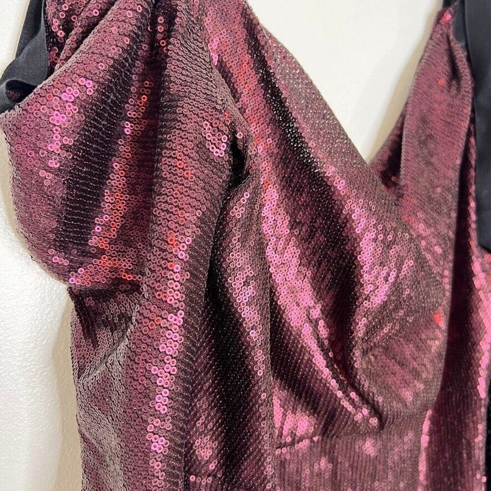 Tadashi Shoji Women’s Size 12 Burgundy Sequin Cold Shoulder Dress NEW